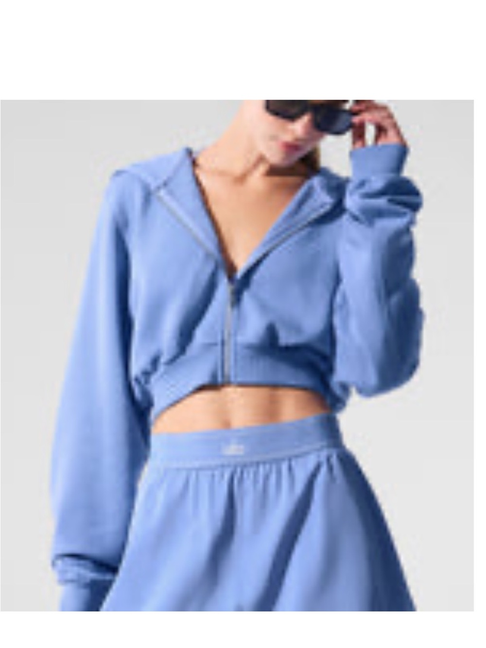 ALO Yoga Cropped Zip Hoodie in Periwinkle